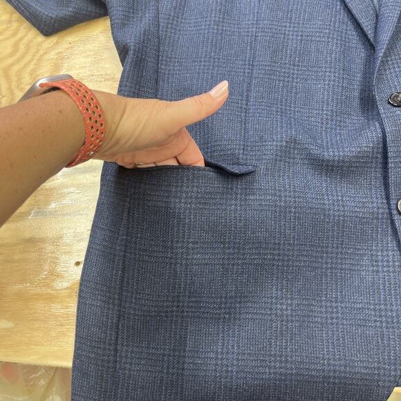 Lauren Ralph Lauren Windowpane Plaid Wool Sport Coat Blazer Men’s 50L Blue - Picture 6 of 16